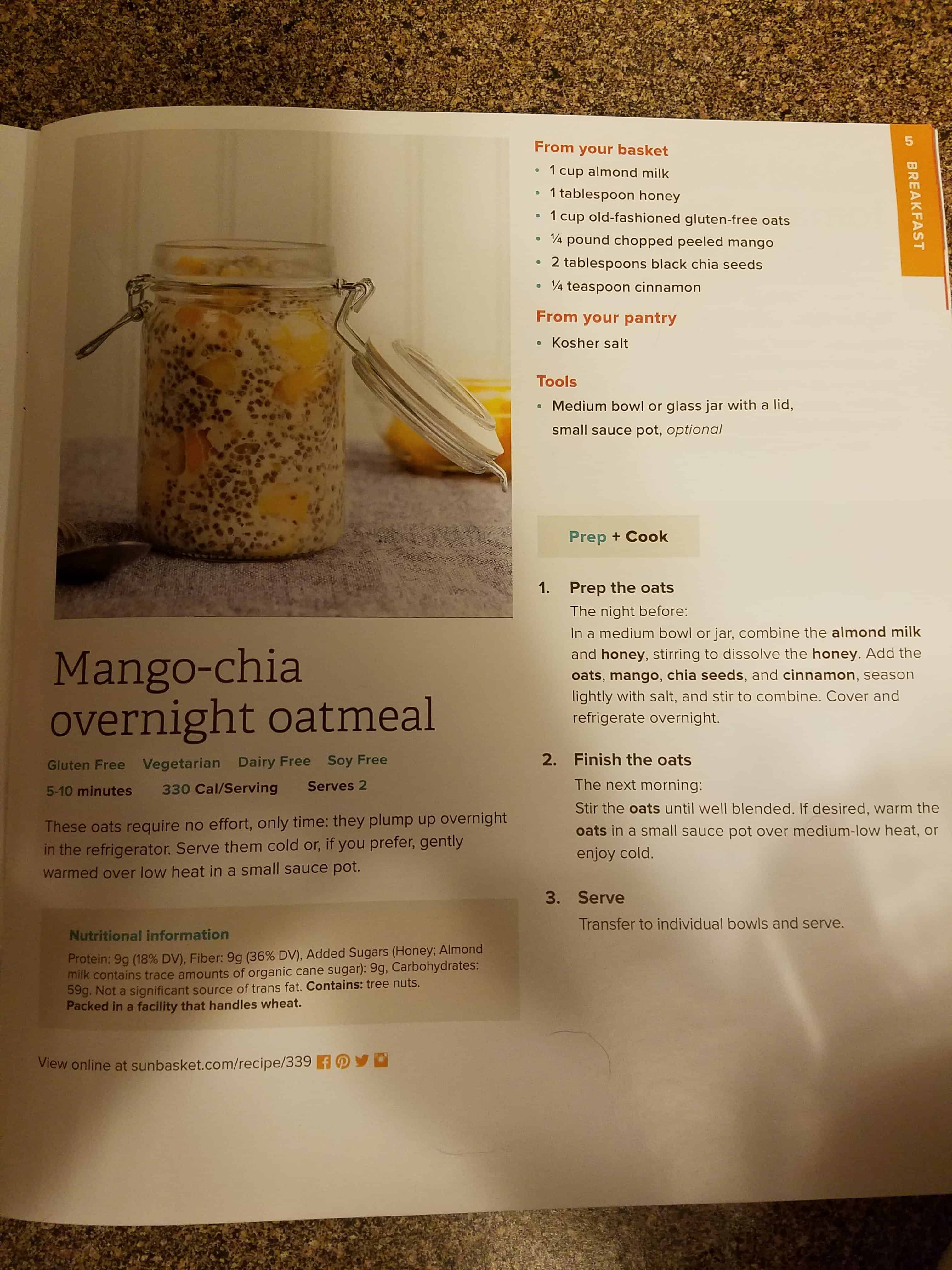 Mango-chia overnight oatmeal recipe
