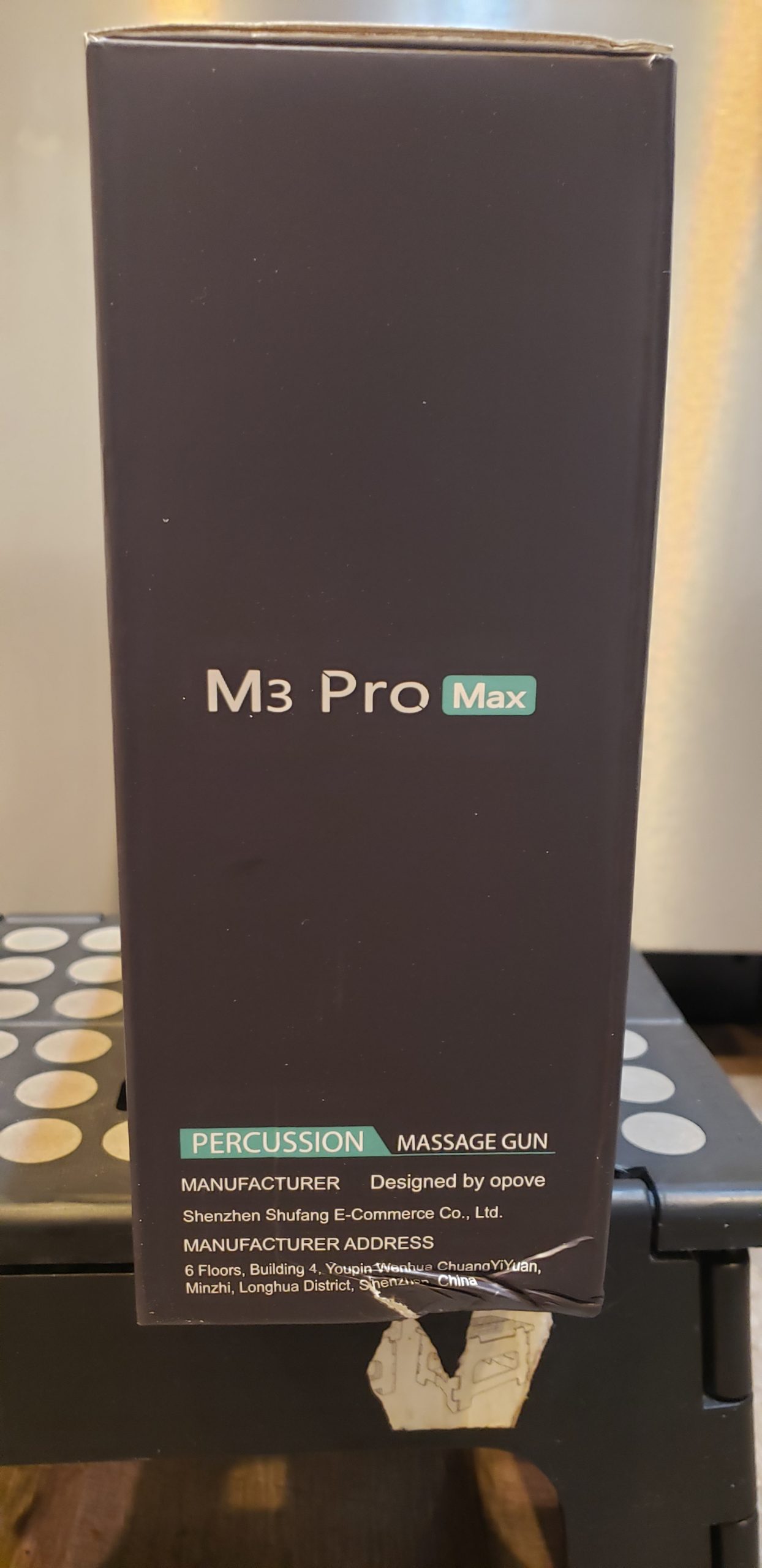 OPOVE M3 Pro Max Massage Gun - side of box